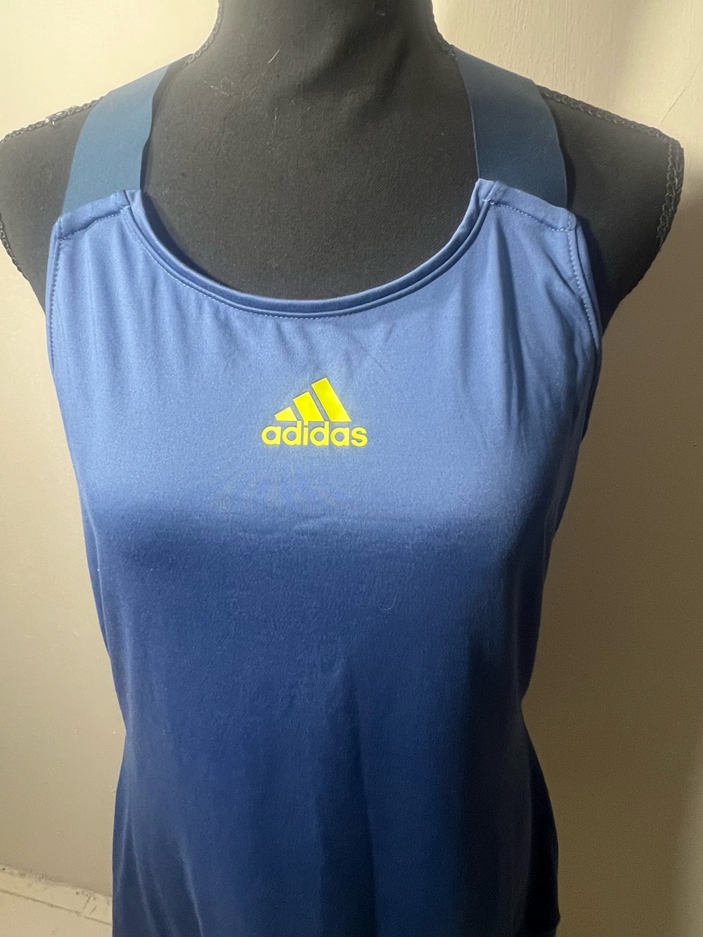 adidas tennis Women's Blue Tank Top with Yellow Logo